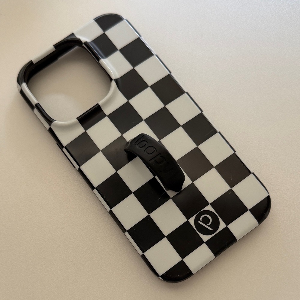 Checkered Loopy Black and White iPhone 14 Pro Phone Case